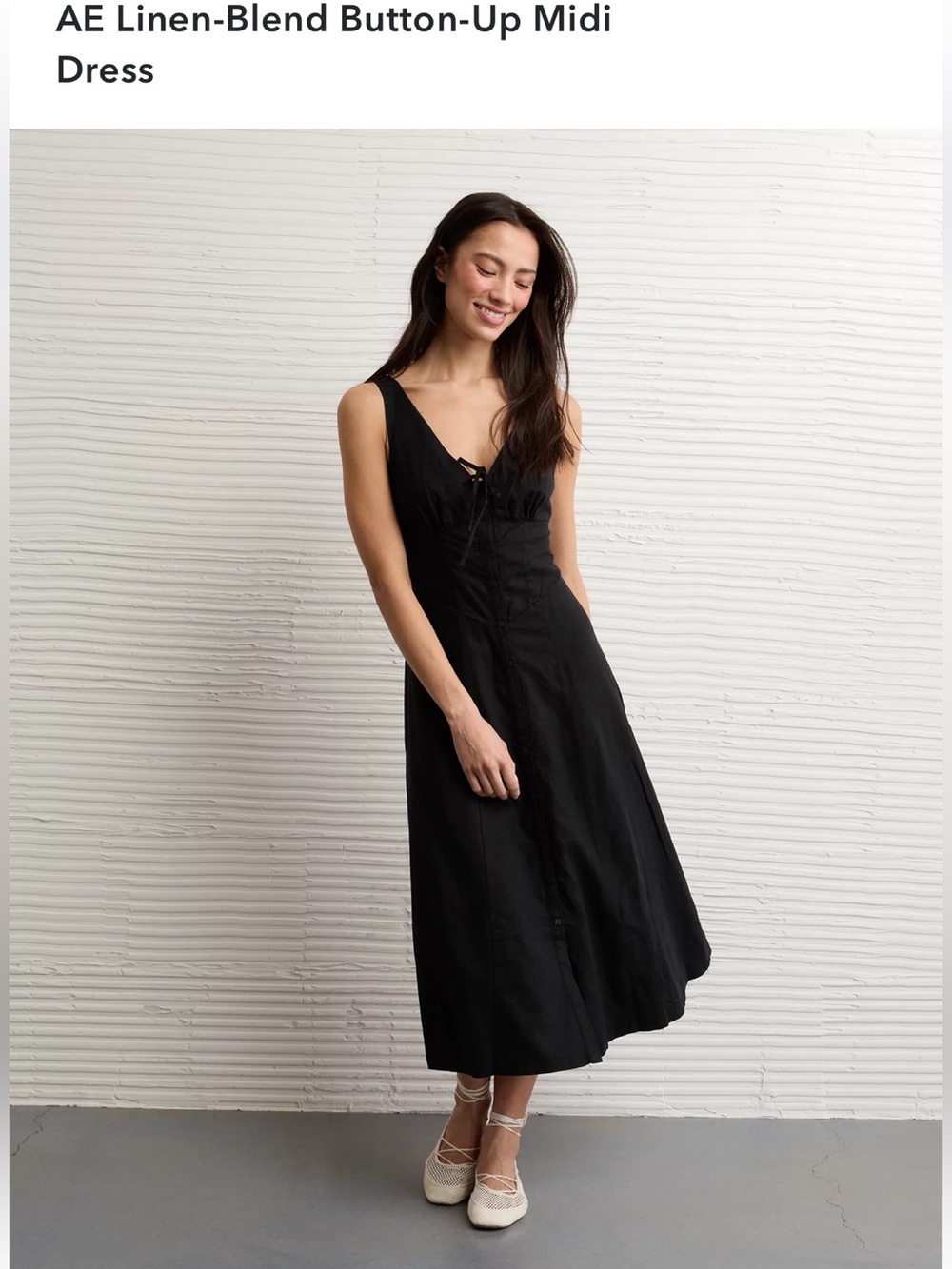 aerie Black Button-Down dress